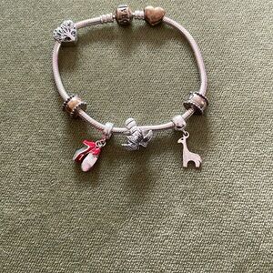 Pandora Silver and Red Charm Bracelet